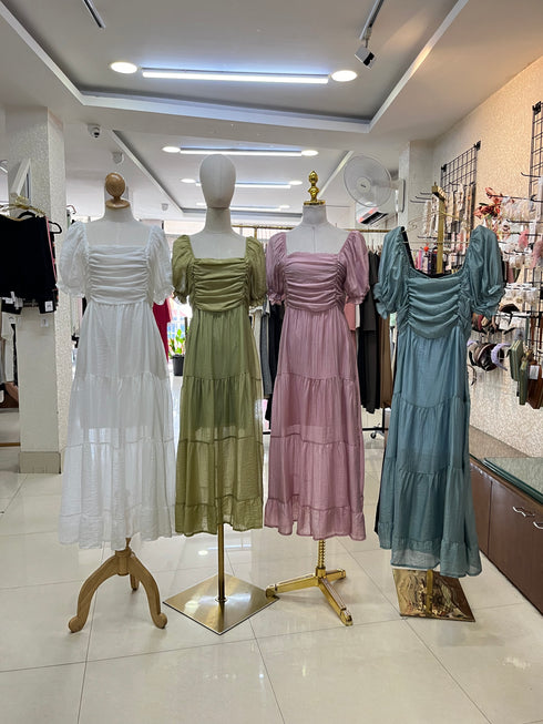 Summer Puff Sleeves Maxi Dress